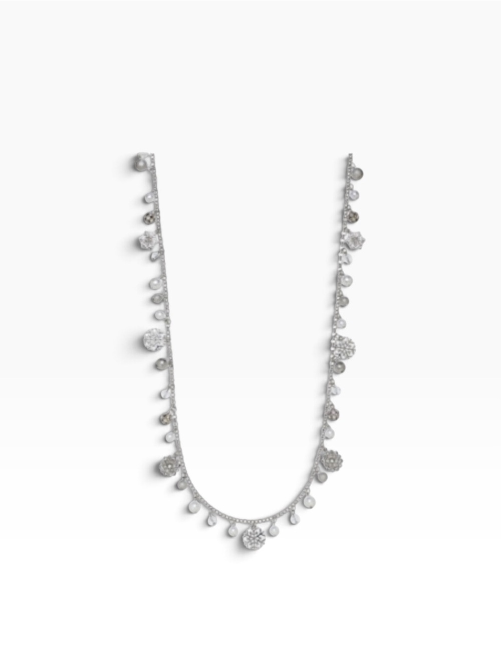 Holiday Lane Silver-Tone Pave Imitation Pearl Snowflake necklace